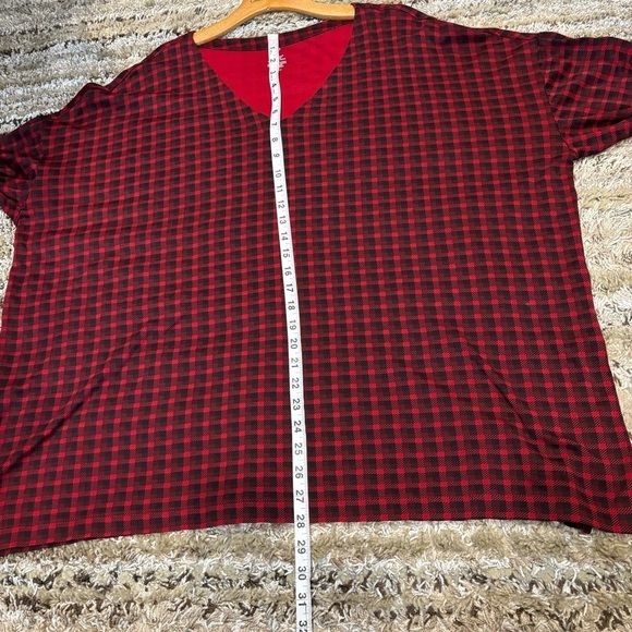 J Jill 3X Top Luxe Supima Everyday Tunic V-Neck Red Black Plaid - Picture 9 of 9